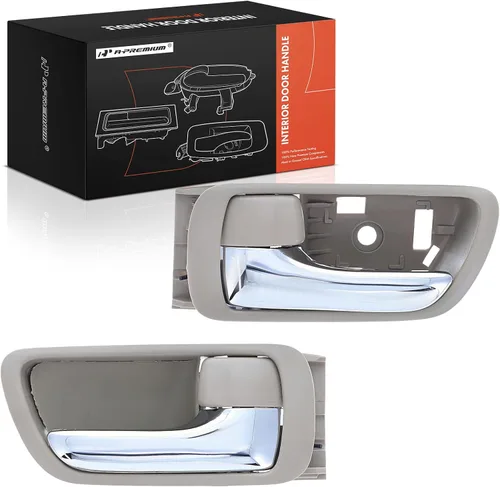 A-Premium Manijas interiores interiores para puertas compatibles con Toyota Camry 2002 2003 2004 2005 2006, cromo y beige, juego de 2 piezas, parte