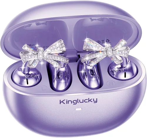 Kinglucky Elegantes Auriculares Clip de Oreja Abierta con Aretes de Lazo de Joyería, Ajuste Ligero y Cómodo, Audífonos de Botones de Oreja Abierta
