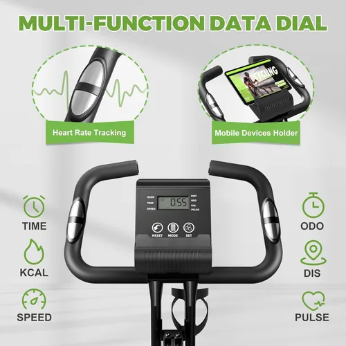 Miniatura 4 de Caromix - Bicicleta estática plegable, 5 en 1, bicicleta magnética estacionaria, bicicleta vertical para interiores, entrenamiento en casa, Negro