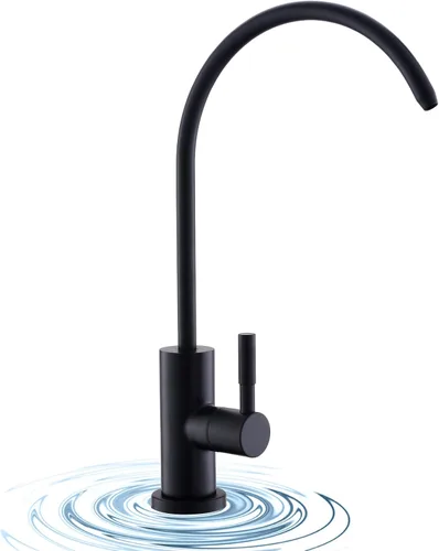 WEWE Grifo de Agua Potable Negro Mate Sin Espacio de Aire Grifo Filtrado de Acero Inoxidable para Fregadero de Cocina Sistema de Ósmosis Inversa