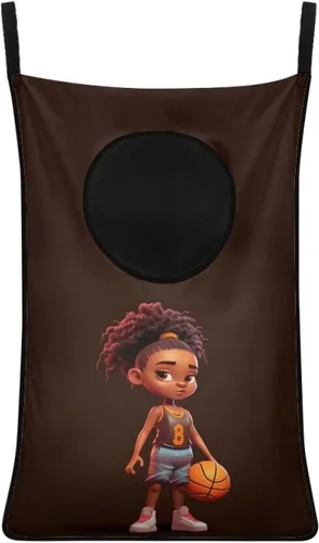 Miniatura 9 de Cesto de lavandería para colgar sobre la puerta de las niñas negras africanas, cesta de lavandería para mujeres afroamericanas, cesta para ahorrar