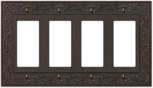 Miniatura 18 de Amerelle 43RRAN English Garden Placa de Pared, 2 Rocker, Metal Fundido, Níquel Antiguo, Paquete de 1