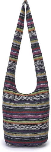 Miniatura 178 de Bolsa de hombro para mujer, de lona en estilo hippie/bohemio para llevar cruzada al hombro, disponible en diferentes colores y estampados