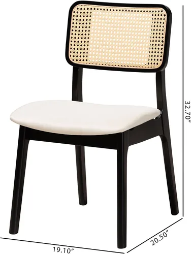 Miniatura 3 de Baxton Studio Dannon - Juego de 2 sillas de comedor, color crema/negro/marrón claro