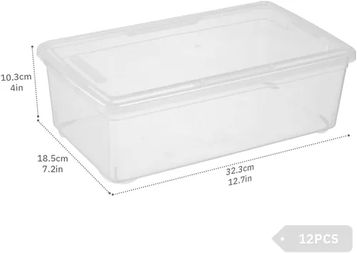 Miniatura 2 de Cajas transparentes para zapatos, 12 cajas de almacenamiento de plástico con tapa de pestillo, cajas de almacenamiento rectangulares duraderas