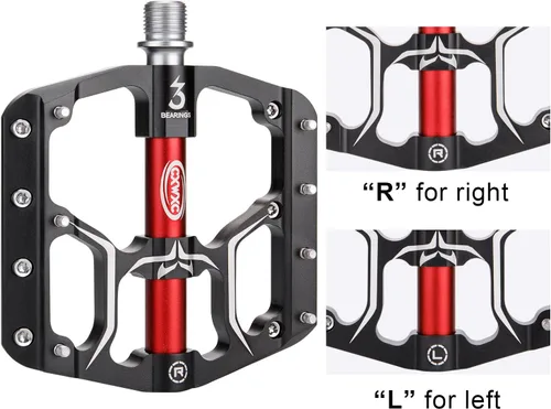 Miniatura 5 de Pedales de bicicleta de carretera/montaña – 3 rodamientos de 9/16 pulgadas de aleación de aluminio – Pedal de bicicleta de montaña con clavos