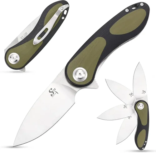 Sitivien ST139 Sandvik 14C28N - Cuchillo plegable de hoja de acero, mango G10, cuchillos de herramientas EDC para acampar al aire libre, senderismo,