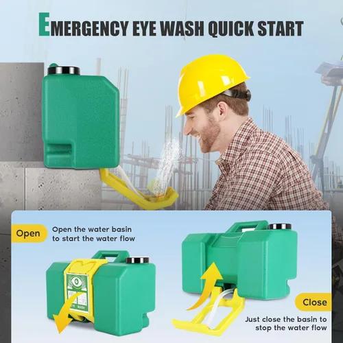 Miniatura 4 de Portable Eyewash Station 8 Gallon with Handle, OSHA Approved Eye Wash Station for Wall, Gravity Fed Emergency Eyewash Station for Construction Site