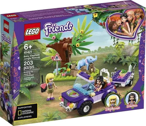 LEGO Friends Baby Elephant Jungle Rescue 41421 Kit de construcción de aventura; juego de rescate de animales que viene con un camión de juguete y