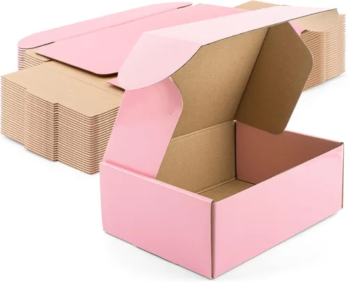 Miniatura 8 de Golden State Art, Cajas de envío rosadas de 4 x 4 x 2, paquete de 26 cajas pequeñas de cartón corrugado para envío, embalaje, regalos de manualidades
