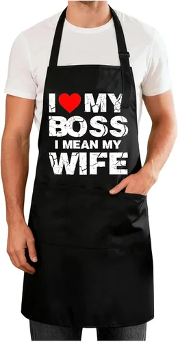 Miniatura 7 de Delantales divertidos para hombres y mujeres, perfectos para cocina, barbacoa, hornear, esposa, marido, regalo de cumpleaños para papá