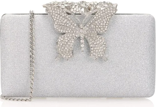 Miniatura 8 de Dexmay - Bolso de noche para mujer con cierre de mariposa y diamantes de imitación
