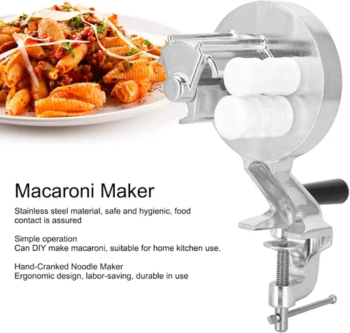 Miniatura 8 de Máquina manual para hacer macarrones, máquina para hacer pasta, máquina para hacer pasta, acero inoxidable, manivela, fideos, máquina de prensado