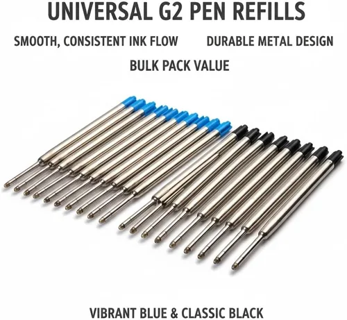Miniatura 9 de Paquete de 20 repuestos de bolígrafo compatibles con TikiPen Black and Blue Parker. Tinta alemana de escritura suave y punta media de 0.039 in