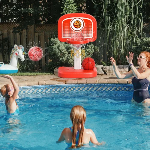 Miniatura 5 de Bennol Juguetes de aro de baloncesto al aire libre para niños de 3, 4, 5, 6, 7, 8 a 12 años, juguetes exteriores con 4 bolas, juguete de baloncesto