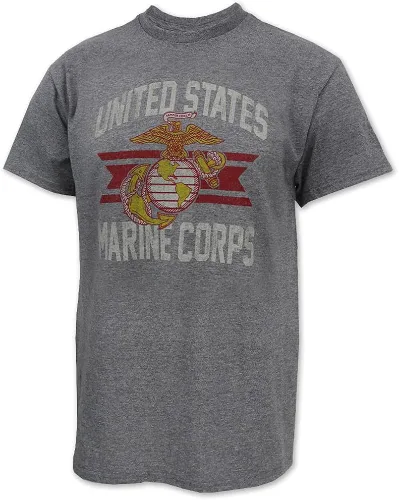 Armed Forces Gear Camiseta básica de manga corta para hombre de los Marines de los Estados Unidos, camisetas con licencia del Cuerpo de Marines de