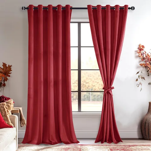 Miniatura 150 de JIUZHEN - Cortinas de terciopelo gris de 63 pulgadas opacas para sala de estar - Cortinas gruesas de terciopelo con ojales para ventana
