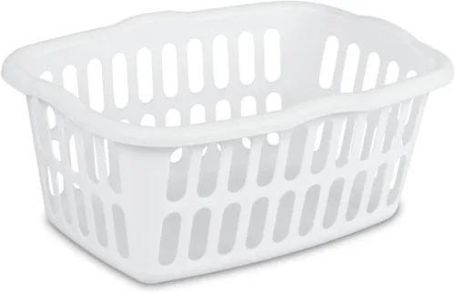 Sterilite Paquete de 12 cestas rectangulares para la lavandería, cestas de plástico para ropa, 1.5 bushel, color blanco, organizador de