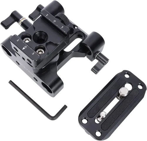 Miniatura 2 de NICEYRIG Placa base elevadora de riel de 0.591 in para ARCA-Swiss estándar, sistema de elevación de 1.142 in universal para plataforma de hombro