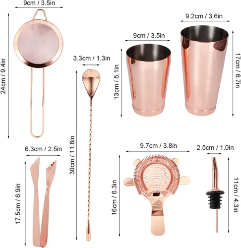 Miniatura 2 de Juego de coctelera de 11 piezas, kit de camarero, juego de coctelera de Martini y colador, juego de herramientas de barra de cóctel colador de acero