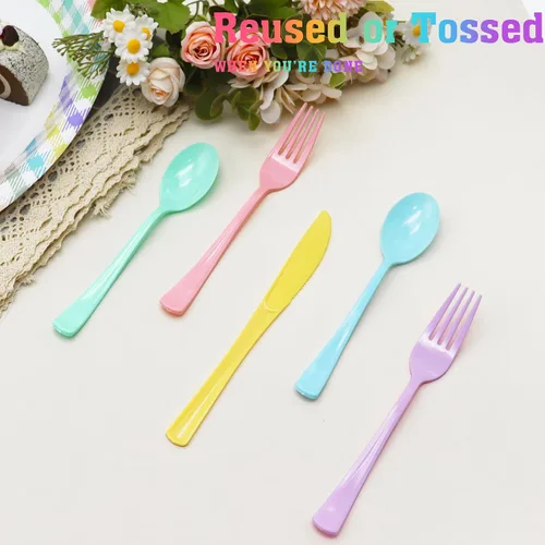 Miniatura 3 de Juego de 150 cubiertos de plástico negro y dorado, resistente, cubiertos de plástico negro y dorado, incluye cucharas, tenedores, cuchillos