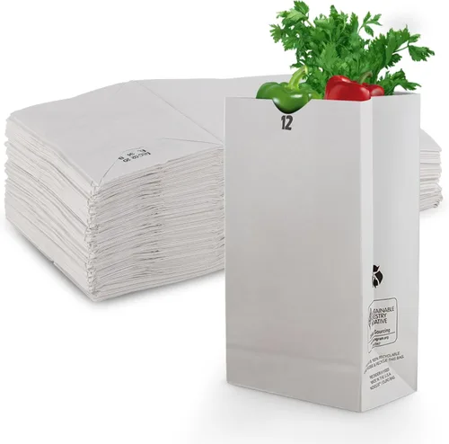 Miniatura 6 de MT Products Bolsas de almuerzo de 10 libras. Bolsas de papel kraft para comestibles y compras, paquete de 50