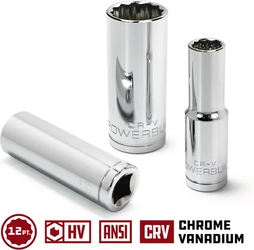 Miniatura 3 de Powerbuilt 940130 1/2" Dr. 12 Pt. SAE Deep Well Socket, 1/2