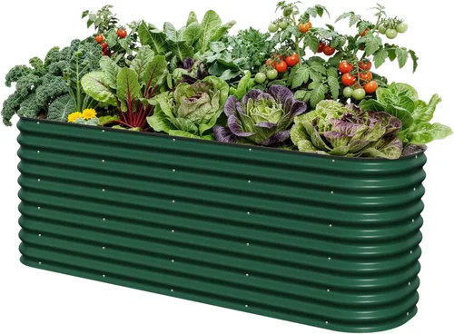 Miniatura 27 de Vego garden Jardinera elevada redonda de 32 pulgadas de alto y 42 pulgadas para jardín, para verduras, flores, patio, gris moderno