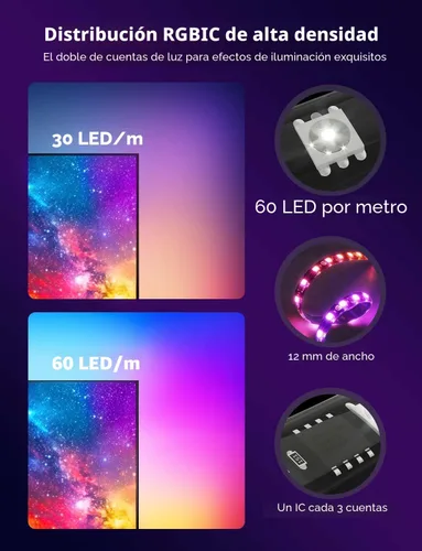 Miniatura 5 de Govee Envisual - Retroiluminación LED T2 para TV con cámaras duales, tira de luces LED RGBIC Wi-Fi de 11.8 pies para televisores de 55 a 65