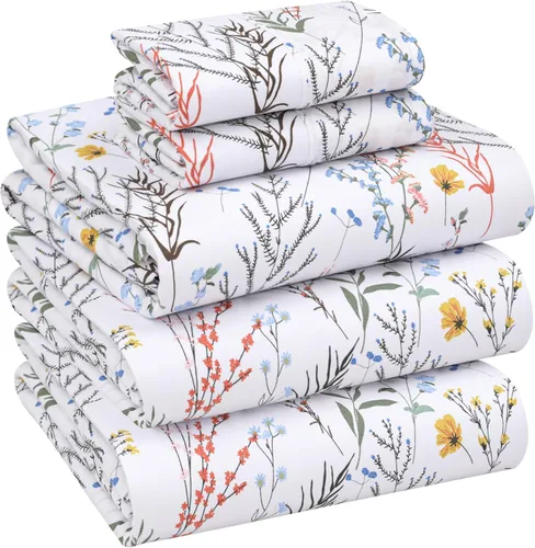 Miniatura 93 de RUVANTI Juego de sábanas divididas tamaño King de 100 % algodón para cama ajustable, 5 piezas, ropa de cama de tejido de percal suave y Guisante