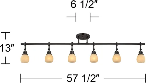 Miniatura 3 de Pro Track Elm Park - Kit de lámparas de techo de 6 cabezales, luz direccional ajustable, monorraíl marrón con acabado de bronce, cristal ámbar