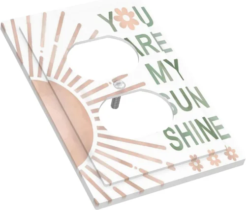 Miniatura 3 de Cubiertas de Placas de Pared Dúplex Individual con Sol Minimalista Moderno de Palabras Inspiradoras Abstractas Boho, Cubierta de Interruptor de Luz
