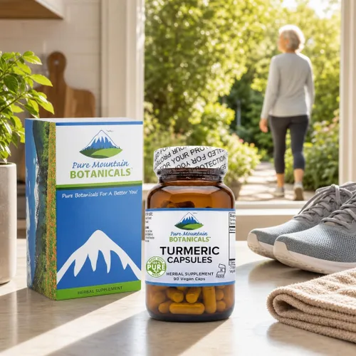 Miniatura 9 de Pure Mountain Botanicals Curcumina de cúrcuma con pimienta negra - 450 mg - 95% curcuminoides - 5 mg de piperina - 60 cápsulas Kosher veganas