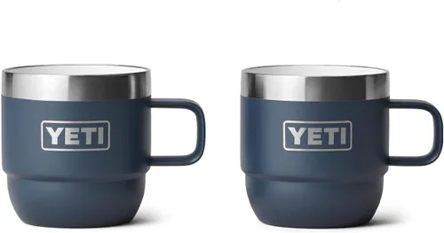 YETI Rambler - Taza apilable de 6 oz, de acero inoxidable, aislada al vacío para espresso/café, paquete de 2 Azul marino