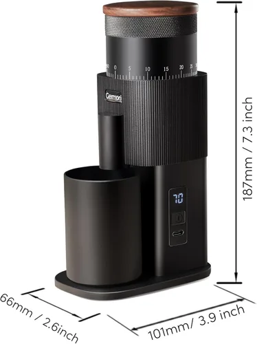 Miniatura 5 de Wirsh Geimori T38 - Molinillo de café eléctrico portátil, con batería de 3600 mAh y ajuste continuo para expreso, vertido, prensa francesa, dosis