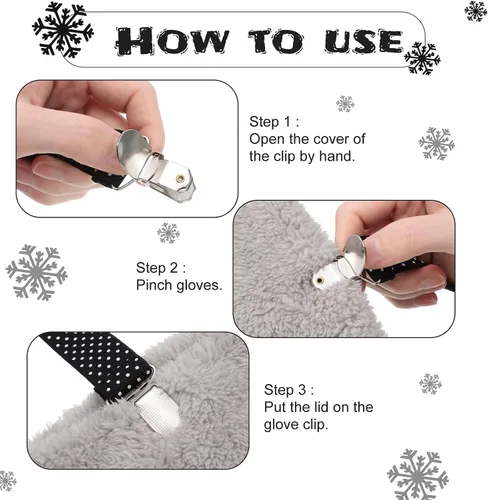 Miniatura 4 de SATINIOR 8 clips de guantes para niños, clips de vestir para sombrero, guantes ajustables, clip de tirantes elástico, clip para guantes pequeños, 3