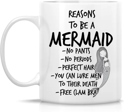 Miniatura 2 de Retreez Taza divertida – Reasons to be Mermaid - Tazas de café de cerámica de 11 onzas – Divertido, sarcasmo, sarcástico, motivacional, regalos