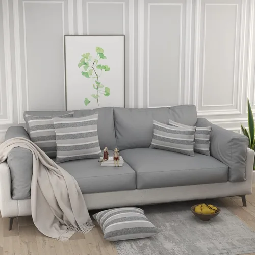 Miniatura 4 de Funda de almohada decorativa clásica retro a rayas, con cremallera oculta, de lino suave, moderna, estilo campestre, para sofá, dormitorio