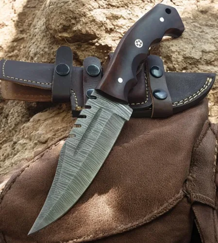 Miniatura 9 de Poshland Cuchillo Karambit de acero de Damasco hecho a mano de 9.5 pulgadas, hoja fija de espiga completa Cuchillo afilado para exteriores