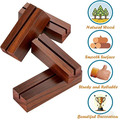 Miniatura 4 de 10 soportes de madera para tarjetas de lugar, soportes de madera para números de mesa de madera, soporte de letrero acrílico de madera, decoración