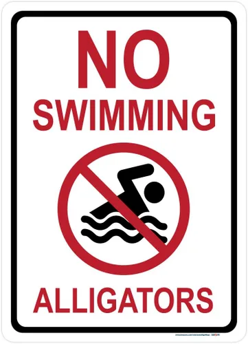 Señal de no ligadores de natación, incluye orificios, calidad 3M, no reflectante, calidad 3M, aluminio laminado, 10.0 x 14.0 in, fabricado en