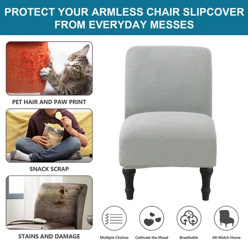 Miniatura 4 de JIAN YA NA Funda para Silla de Acento sin Brazos, Funda Elástica para Silla sin Brazos de Spandex, Fundas para Sillas sin Brazos, Funda para Silla