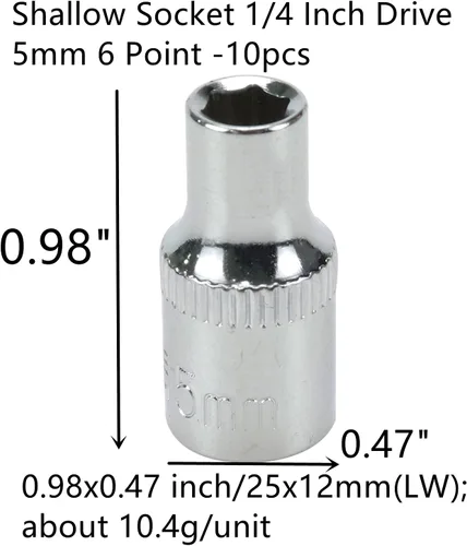 Miniatura 2 de Zócalo poco profundo de 1/4 pulgadas de 0.197 in 6 puntos -10 piezas