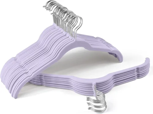 Miniatura 24 de Sishynio Perchas de terciopelo prémium para camisas, paquete de 30 unidades, antideslizante con gancho giratorio de 360°, colgador delgado flocado