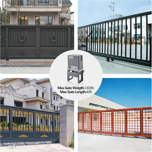 Miniatura 6 de JIELI Abridor automático de puerta corredera de 3300 libras con 4 controles remotos, motor eléctrico de puerta deslizante de entrada rodante, kit