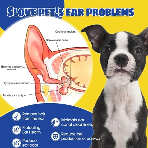 Miniatura 5 de Tratamiento de infección de oído de perro, lavado de oídos para mascotas, elimina eficazmente los desechos, la cera, la acumulación y el olor