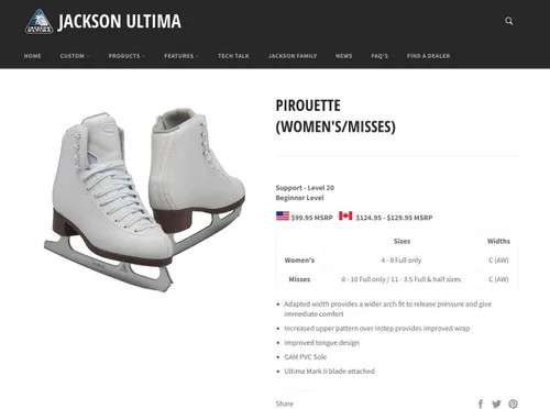 Miniatura 2 de Jackson Ultima/GAM Stella/Clasicue - Patines de hielo para mujer, hombre, niña y niño en colores blanco y negro