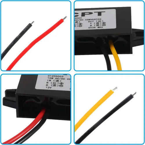 Miniatura 3 de DIANN Módulo convertidor de 12V a 5V 3A 15W Buck - Regulador de CC a CC Convertidor de potencia de coche con interfaz de cable Interfaz de alambre