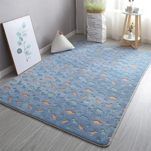 Miniatura 4 de Alfombras únicas que brillan en la oscuridad, alfombra luminosa para dormitorio de niños, bonito dinosaurio azul, 2 x 4 pies