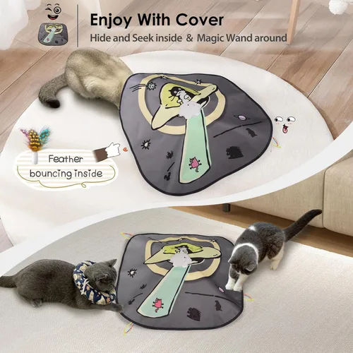 Miniatura 3 de ORSDA Juguetes interactivos 4 en 1 para gatos - Juguetes automáticos para gatos de interior y gatitos, ratones de 8 agujeros Whack-A-Mole, juego
